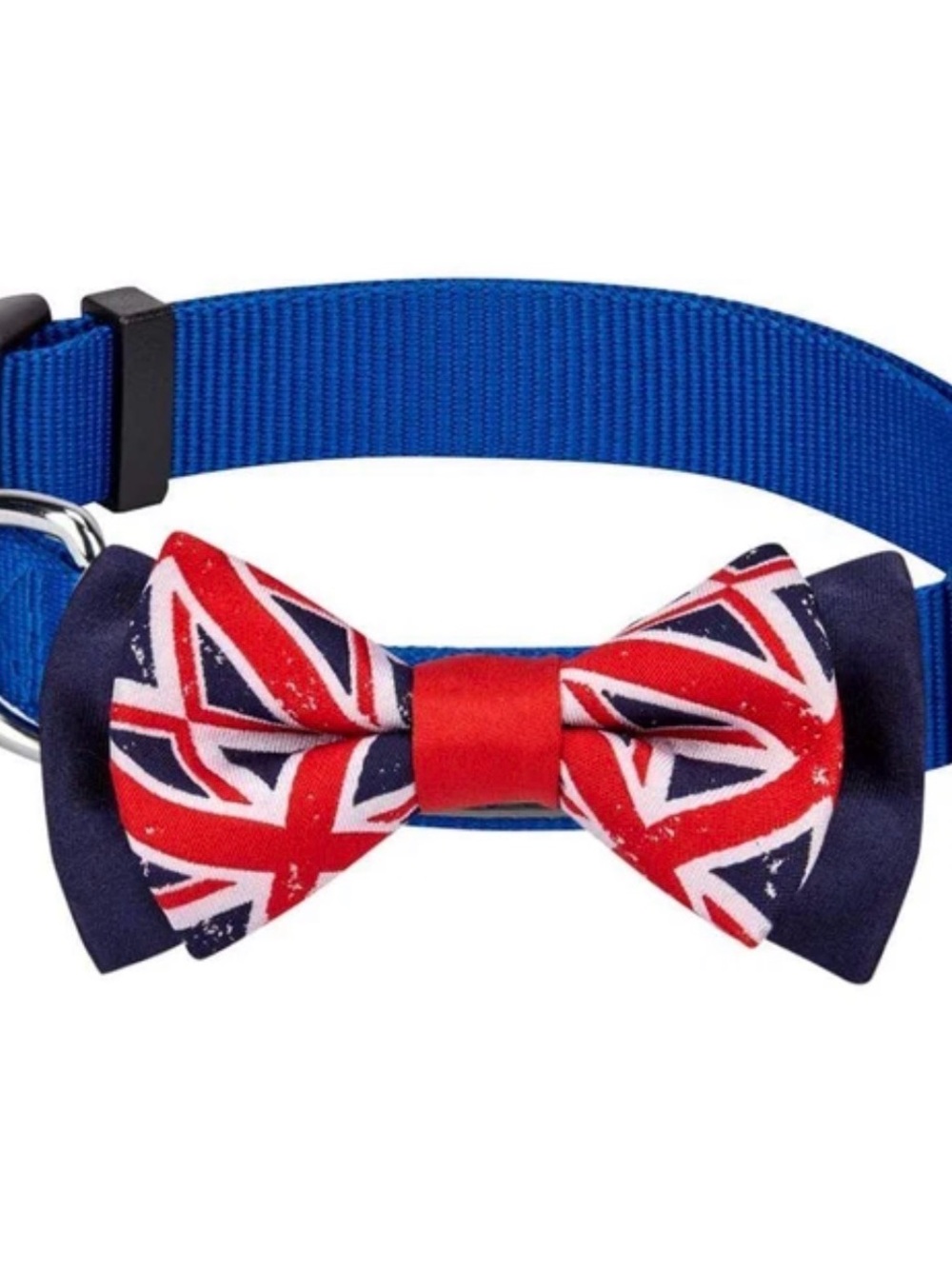 Blue Small Dog Collar with Union Jack Bow by